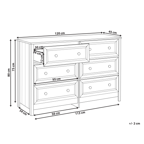 Beliani 6 Drawer Chest HAZELVALE White 2
