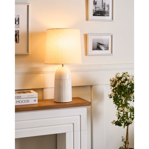 Beliani Table Lamp SALIENTE Ceramic Off-White 1