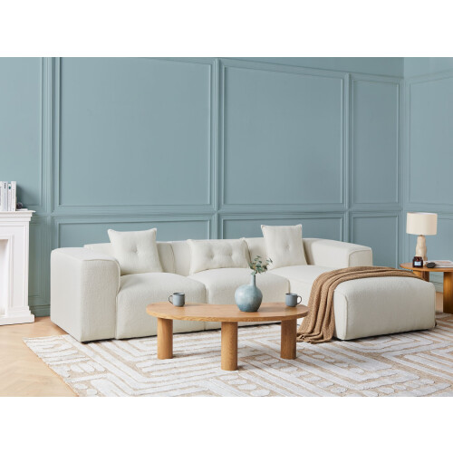 Beliani Corner Sofa 3 Seater DOLVA Boucle Off-White Left Hand 1