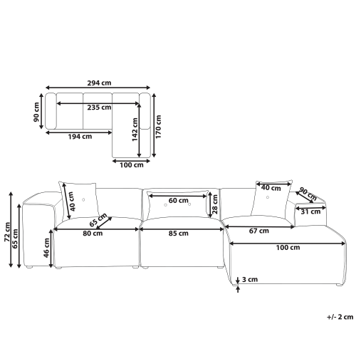 Beliani Corner Sofa 3 Seater DOLVA Boucle Off-White Left Hand 2
