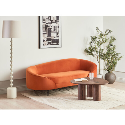 Beliani Sofa 2 Seater SAVAR Velvet Orange 1