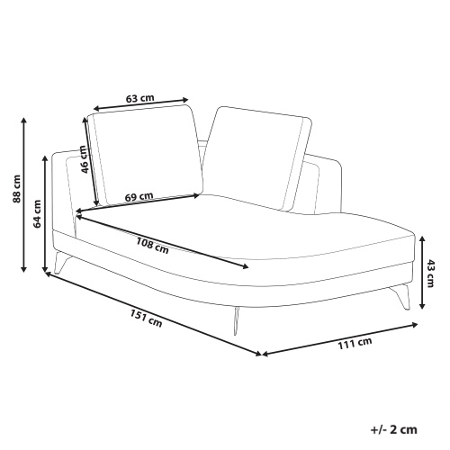 Beliani Chaise Longue YURI Faux Linen Grey 2