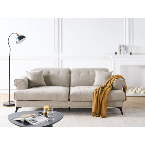 Beliani Sofa 3 Seater SKIVE Fabric Taupe 1