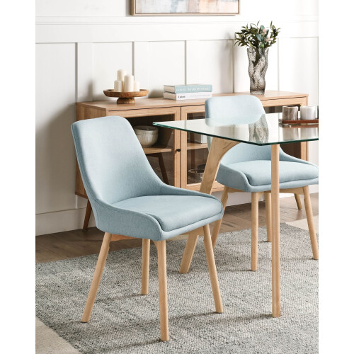 Beliani Set of 2 Dining Chairs MELFORT Fabric Light Blue 1