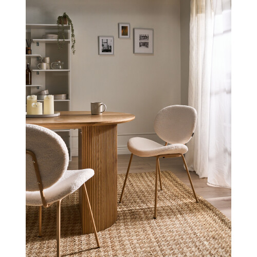 Beliani Set of 2 Dining Chairs LUANA Boucle White 1