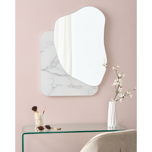 Beliani Wall Mirror ARVERT 60 cm 80 cm White Marble 1