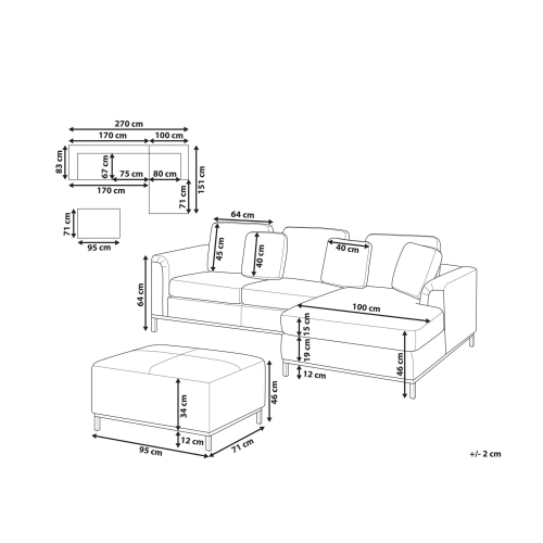 Beliani Corner Sofa OSLO with Ottoman Boucle White Left Hand 2