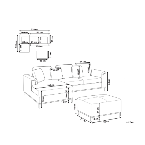 Beliani Corner Sofa OSLO with Ottoman Boucle White Right Hand 2
