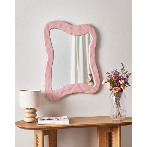 Beliani Wall Mirror PENCRAN 60 cm 80 cm Pink 1