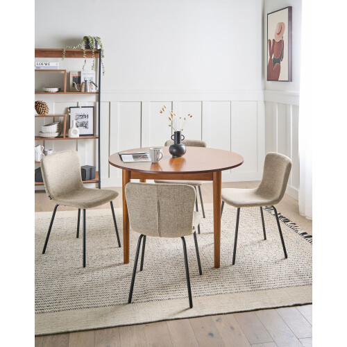 Beliani Set of 4 Dining Chairs CALDWELL Fabric Beige 1