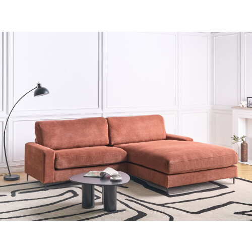 Beliani Corner Sofa 3 Seater MALOY Fabric Red Left Hand 1