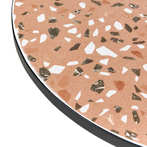 Beliani Bistro Table ADRANO 60 cm 60 cm Metal Terrazzo Effect Black 2