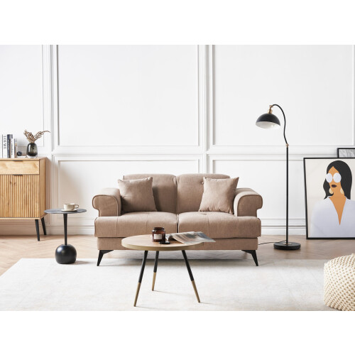 Beliani Sofa 2 Seater SKIVE Fabric Light Brown 1