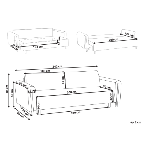 Beliani Sofa Bed 3 Seater KVAM with Storage Boucle Off-White 2