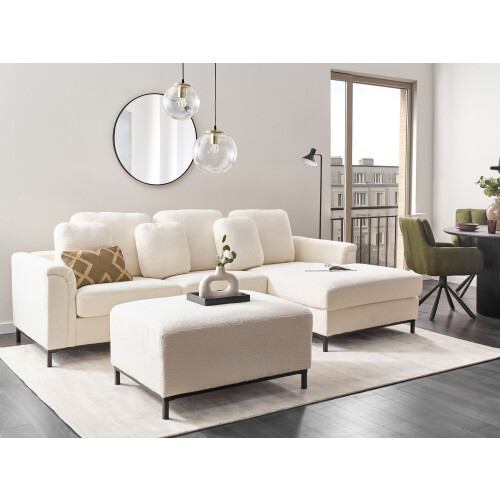 Beliani Corner Sofa OSLO with Ottoman Boucle White Left Hand 1