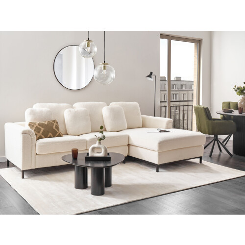 Beliani Corner Sofa 4 Seater OSLO Boucle White Left Hand 1