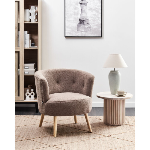 Beliani Armchair ODENZEN Boucle Brown 1