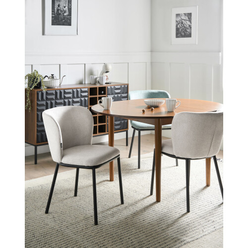 Beliani Set of 2 Dining Chairs ARTESIA Fabric Light Beige 1
