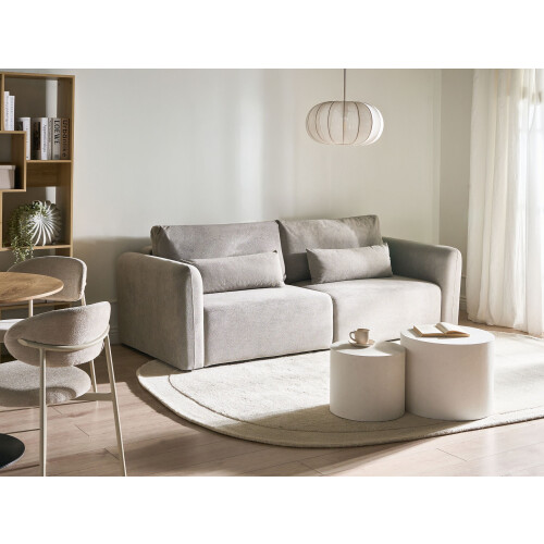 Beliani Sofa Bed 3 Seater VAXHOLM Fabric Grey with Storage 1