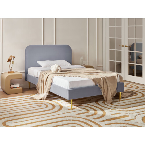Beliani Bed Velvet FLAYAT 120 x 200 cm (EU Small Double) Grey 1
