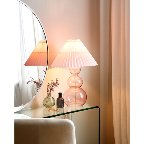 Beliani Table Lamp SENGWA Glass Pink 1