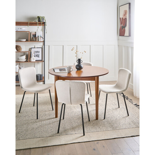 Beliani Set of 4 Dining Chairs CALDWELL Fabric Light Beige 1