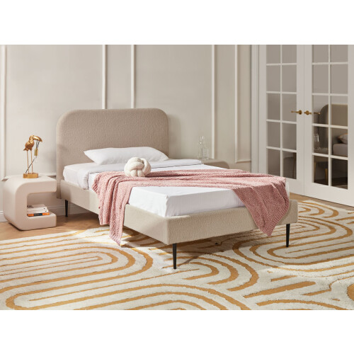 Beliani Bed Boucle FLAYAT 120 x 200 cm (EU Small Double) Light Beige 1