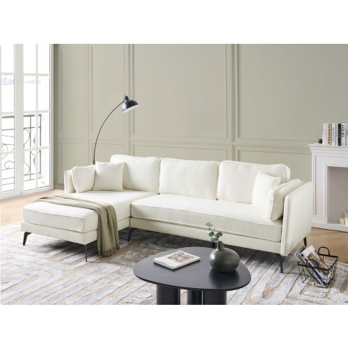Beliani Corner Sofa 3 Seater ALTAN Boucle Off-White Right Hand 1