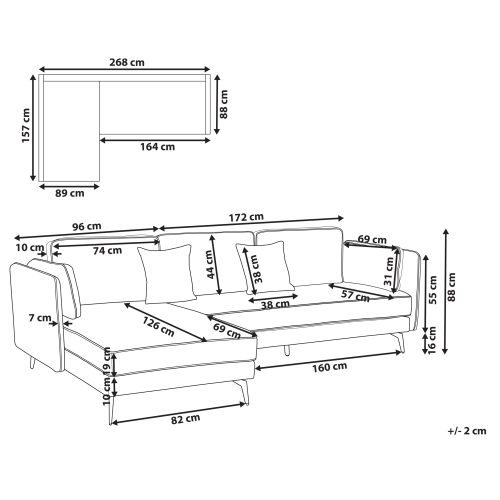 Beliani Corner Sofa 3 Seater ALTAN Boucle Off-White Right Hand 2