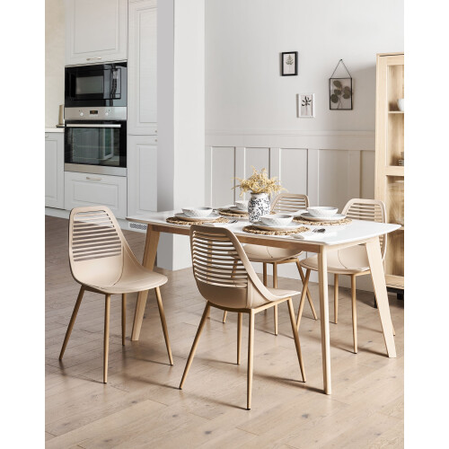 Beliani Set of 4 Dining Chairs MONTELLO Beige 1