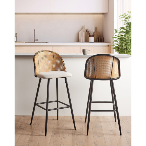 Beliani Set of 2 Bar Chairs CORNELL Metal Black 1
