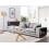 Beliani Sofa 2 Seater HEDEN Fabric Grey with Ottoman 2