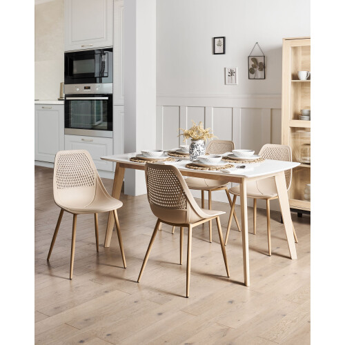 Beliani Set of 4 Dining Chairs HAZELTON Beige 1