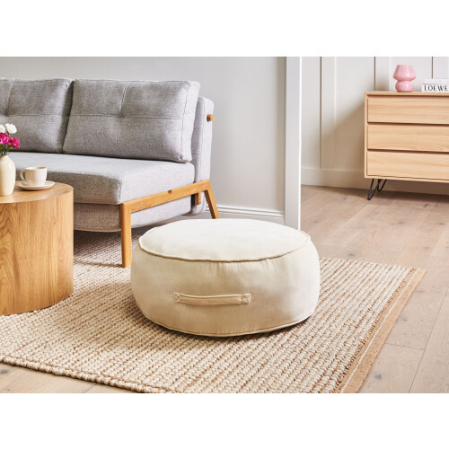 Beliani Pouffe YULLE Velvet Light Beige 1