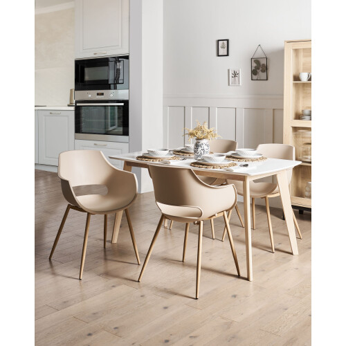 Beliani Set of 4 Dining Chairs MILLERS Beige 2