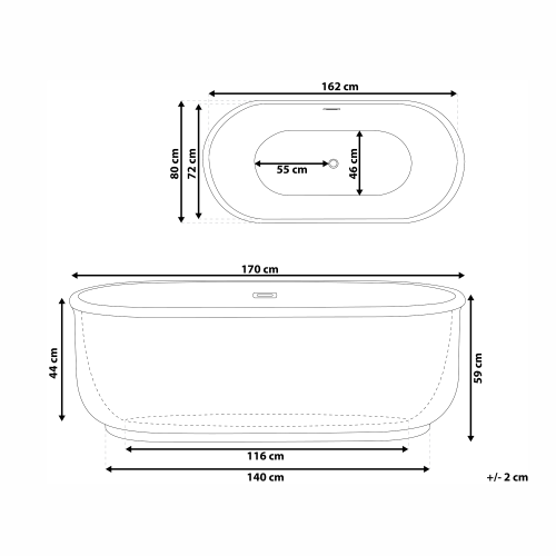 Beliani Freestanding Bathtub PINEL 1700 x 800 mm White 2