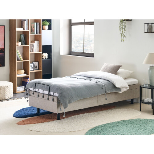 Beliani Adjustable Bed without Headboard Fabric DUKE 80 x 200 cm (EU Small Single) Beige 1