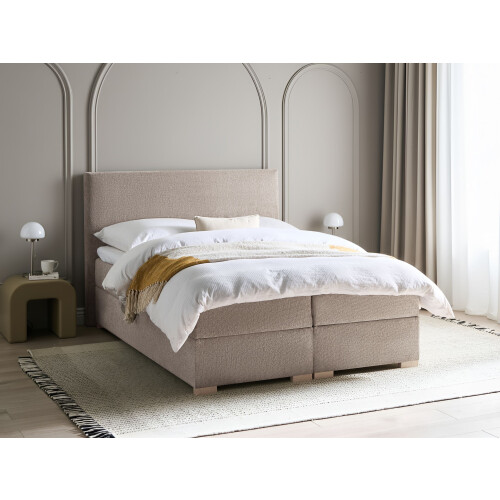 Beliani Divan Bed with Storage MAJOR Fabric Taupe 140 x 200 cm (EU Double) 1
