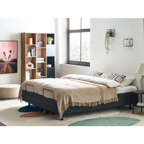Beliani Adjustable Bed without Headboard Fabric DUKE 160 x 200 cm (EU King Size) Dark Grey 1