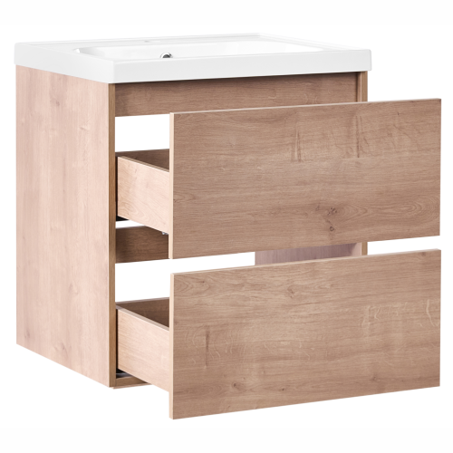 Beliani Vanity Unit with Basin 60 x 49 cm Light Brown LAGOA 1