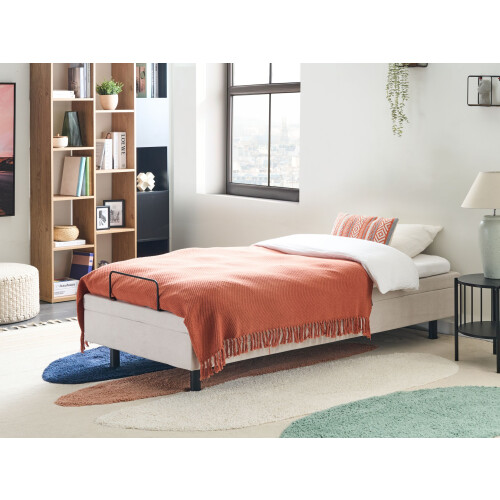 Beliani Adjustable Bed without Headboard Fabric CASTELLAN 90 x 200 cm (EU Single) Light Beige 1