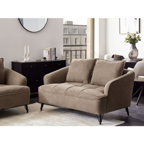 Beliani Sofa 2 Seater HOBRO Fabric Light Brown 2