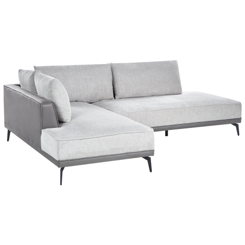 Beliani Corner Sofa 3 Seater MYKEN Fabric Light Grey Right Hand 1