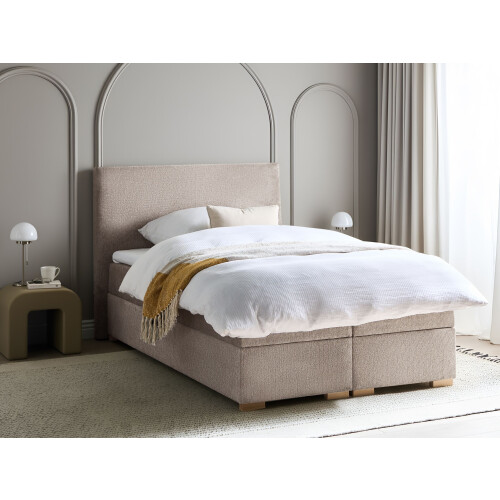 Beliani Divan Bed with Storage MAJOR Fabric Taupe 120 x 200 cm (EU Small Double) 1