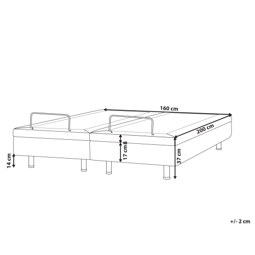 Beliani Adjustable Bed without Headboard Fabric DUKE 160 x 200 cm (EU King Size) Dark Grey 2