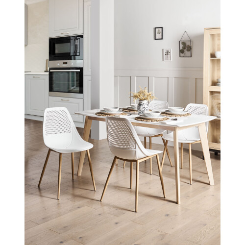 Beliani Set of 4 Dining Chairs HAZELTON White 1