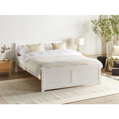 Beliani Bed Pine Wood OLENDON 140 x 200 cm (EU Double) White 1