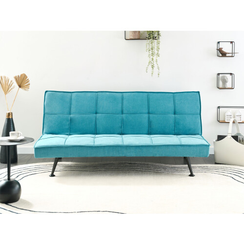 Beliani Sofa Bed 3 Seater HASLE Fabric Sea Blue 1