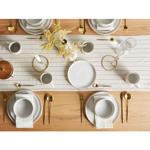 Beliani Set of 12 Dinnerware SPIKENARD Stoneware Off-White 1