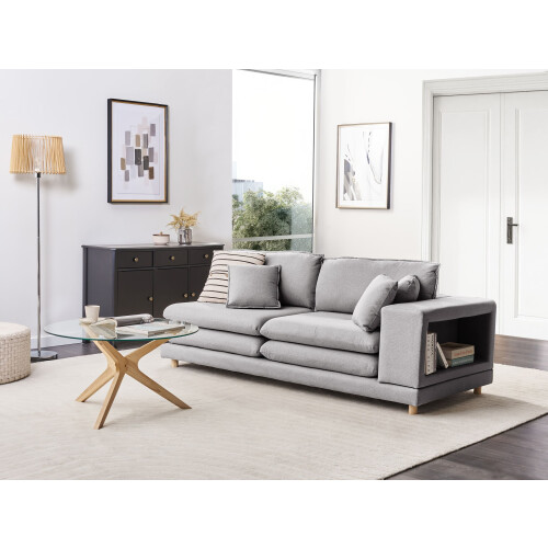 Beliani Sofa 2 Seater HEDEN Fabric Grey with Cushion 1